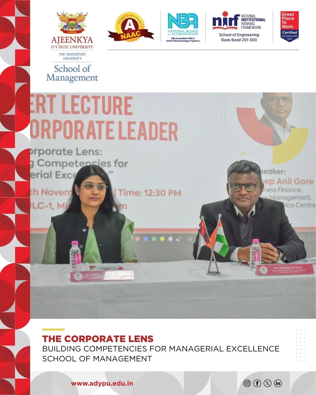 ADYPU Hosts Expert Lecture on “The Corporate Lens: Building Competencies for Managerial Excellence” by Maersk Finance Leader