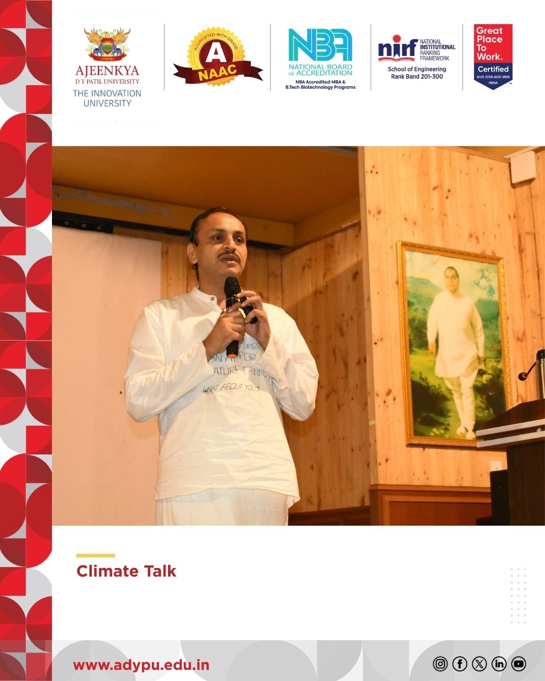 ADYPU Hosts Inspiring Session on “Climate of Tomorrow” with Dr. Chetan Singh Solanki — The Solar Man of India