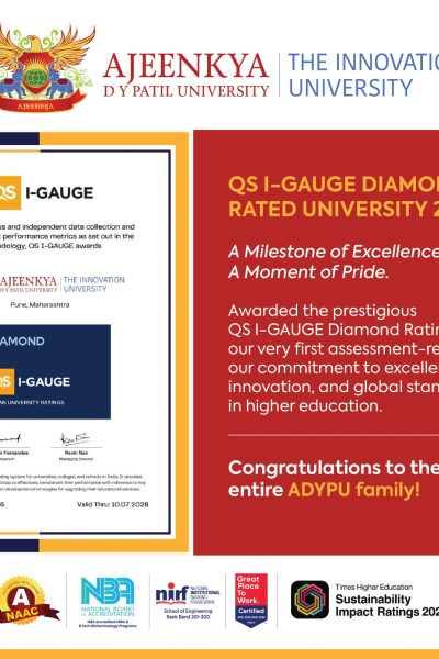 ADYPU Awarded Prestigious QS I-GAUGE Diamond Rating 2026 — A Remarkable Milestone for The Innovation University